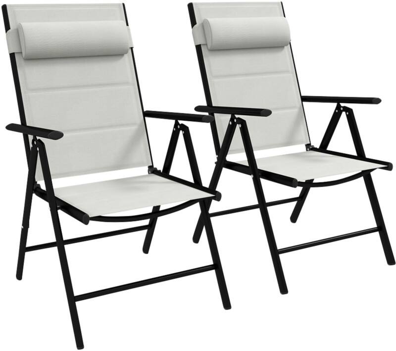 OutSunny Folding Chair Set Aluminium Grey Outdoor