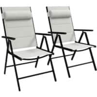 OutSunny Folding Chair Set Aluminium Grey Outdoor