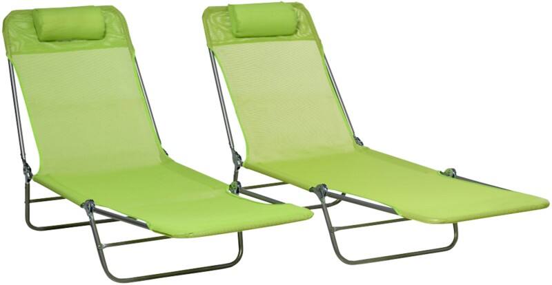 OutSunny  Set of 2 Sun Loungers 1,820 x 560 x 275 mm Green Outdoor