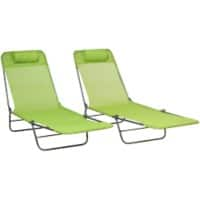 OutSunny  Set of 2 Sun Loungers 1,820 x 560 x 275 mm Green Outdoor