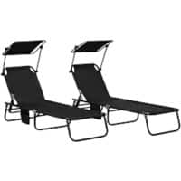 OutSunny  Set of 2 Sun Loungers 1,900 x 560 x 280 mm Black Outdoor