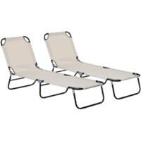 OutSunny  Set of 2 Sun Loungers 1,900 x 560 x 280 mm Cream Outdoor