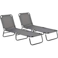 OutSunny  Set of 2 Sun Loungers 1,900 x 560 x 280 mm Grey Outdoor