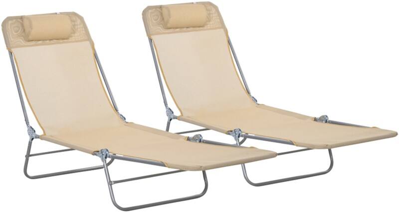 OutSunny  Set of 2 Sun Loungers 1,820 x 560 x 245 mm Brown Outdoor
