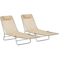 OutSunny  Set of 2 Sun Loungers 1,820 x 560 x 245 mm Brown Outdoor