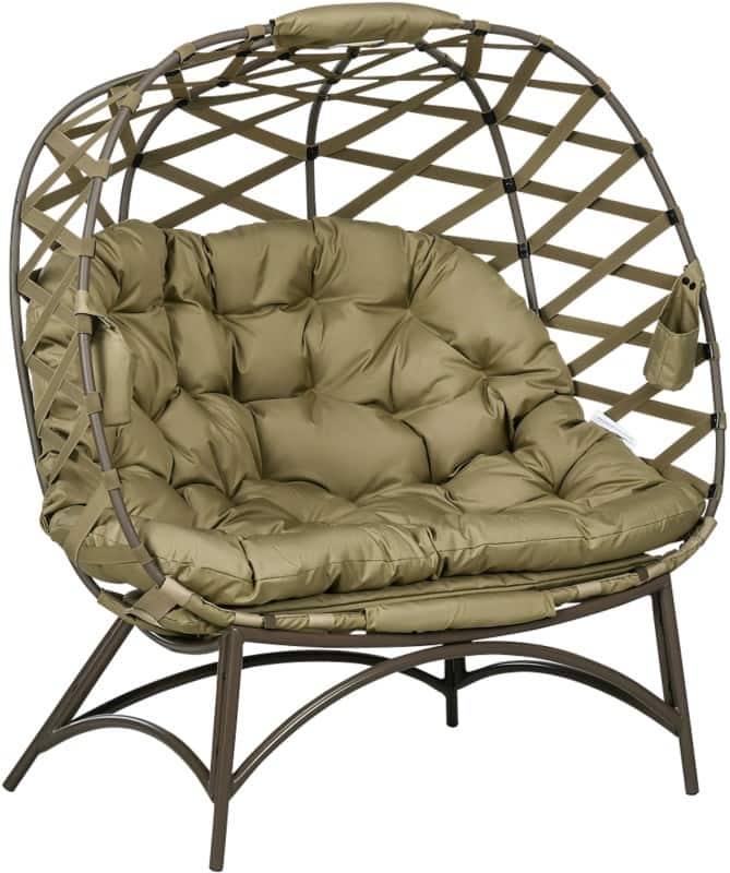 OutSunny Garden Chair 1,260 x 750 x 1,420 mm Khaki Outdoor