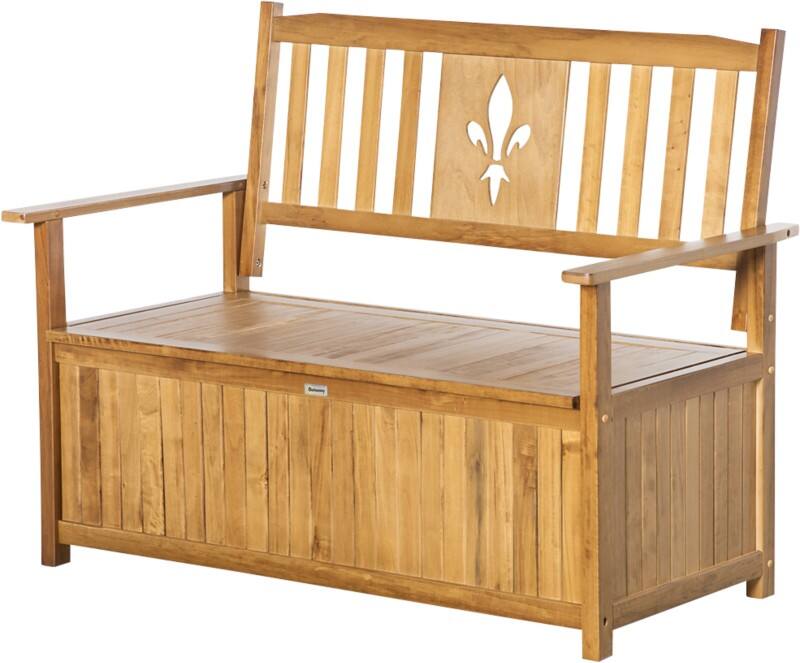 OutSunny Garden Bench 2 Seat 685 x 1,250 x 970 mm Poplar Wood Yellow Outdoor