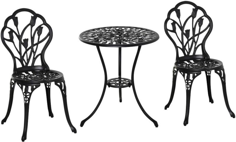 OutSunny Bistro Set Aluminium Black Outdoor