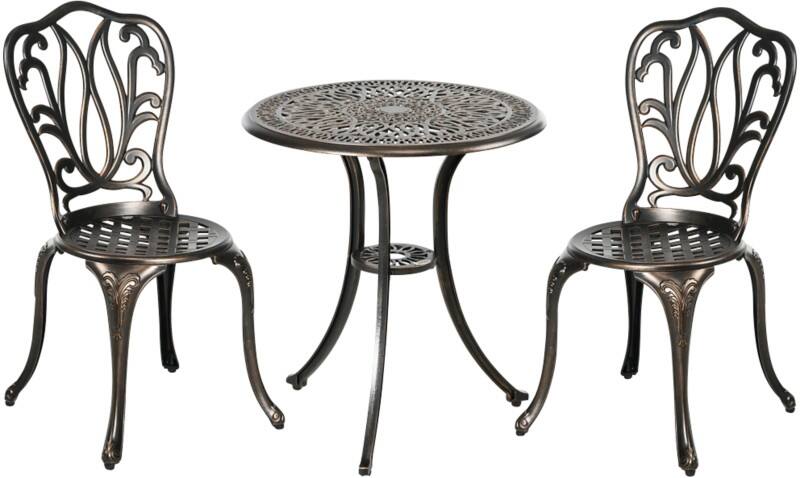 OutSunny Bistro Set Aluminium Bronze Outdoor