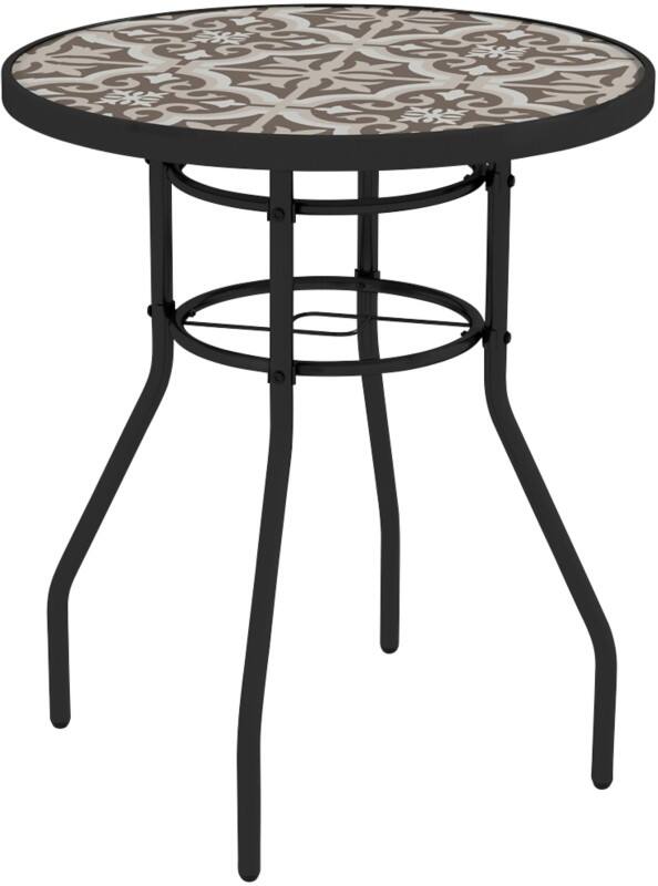 OutSunny Garden Table Round 84G-399V00TN Steel, Tempered glass 600 x 600 x 700 mm