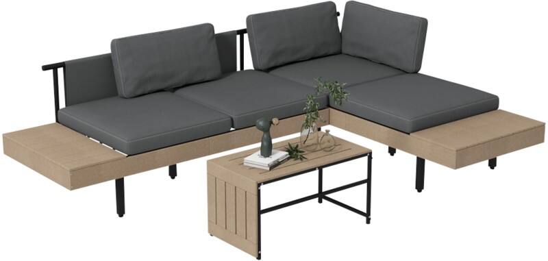 OutSunny Garden Furniture Set HDPE Plastic Grey Outdoor