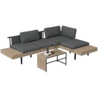 OutSunny Garden Furniture Set HDPE Plastic Grey Outdoor