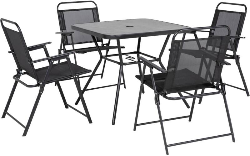 OutSunny Garden Furniture Set Steel, Mesh Fabric Black Outdoor