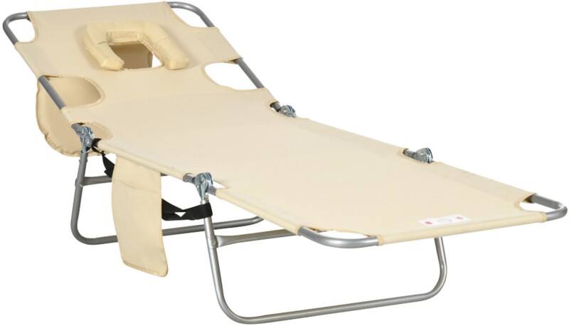 OutSunny Sun Lounger 1,850 x 550 x 880 mm Beige Outdoor