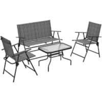 OutSunny Garden Furniture Set Steel, Tempered Glass, Breathable Mesh Fabric Light Grey Outdoor