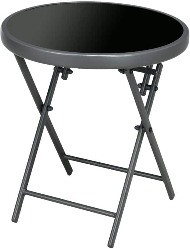 OutSunny Folding Table Round 84G-260V00CG Steel, Tempered Glass 450 x 450 x 500 mm