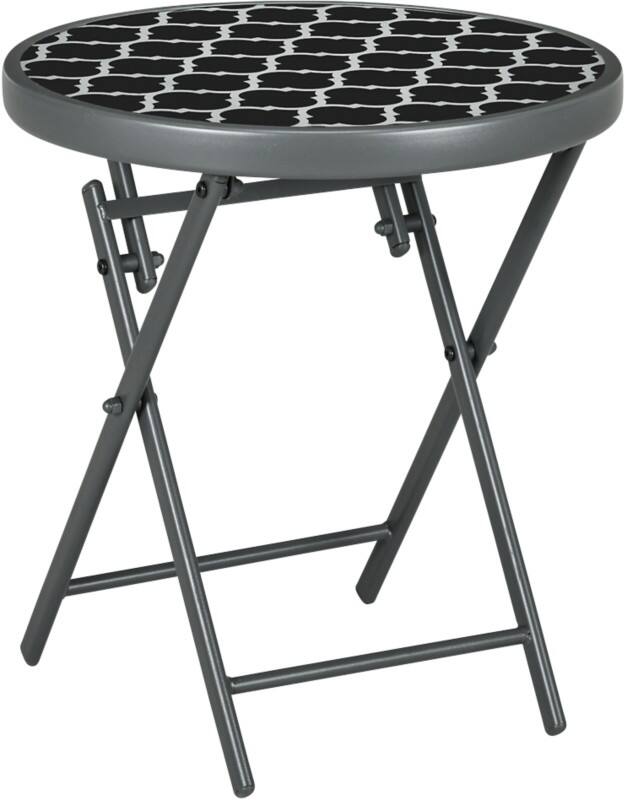 OutSunny Folding Table Round 84G-260V01CG Steel, Tempered Glass 450 x 450 x 500 mm