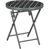 OutSunny Folding Table Round 84G-260V01CG Steel, Tempered Glass 450 x 450 x 500 mm