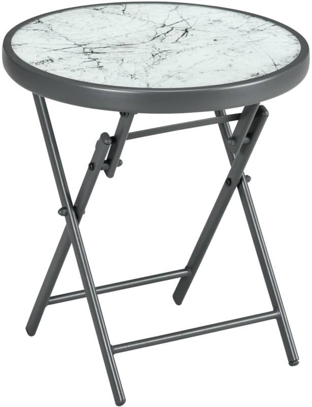 OutSunny Folding Table Round 84G-260V02CG Steel, Tempered Glass 450 x 450 x 500 mm