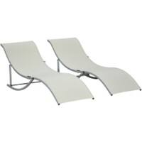 OutSunny Set of 2 Sun Loungers 84B-540BG Beige