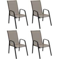 OutSunny Garden Chair Set Metal, Breathable Mesh Fabric Dark Grey Outdoor