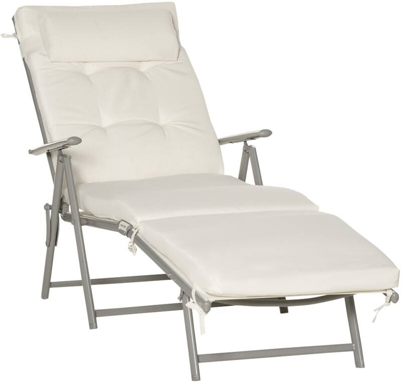 OutSunny Sun Lounger 1,370 x 635 x 1,005 mm Cream Outdoor