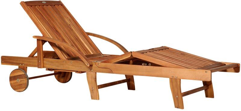 OutSunny Sun Lounger 1,950 x 700 x 850 mm Natural Wood Color Outdoor