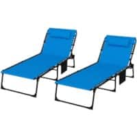 OutSunny  Set of 2 Sun Loungers 1,880 x 650 x 360 mm Blue Outdoor