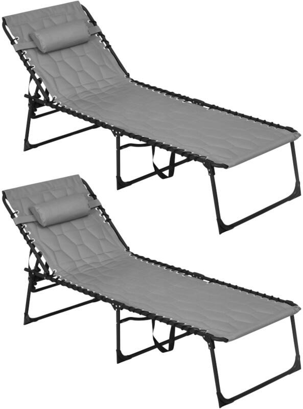 OutSunny  Set of 2 Sun Loungers 1,880 x 650 x 360 mm Grey Outdoor