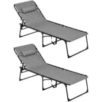 OutSunny  Set of 2 Sun Loungers 1,880 x 650 x 360 mm Grey Outdoor