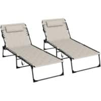 OutSunny  Set of 2 Sun Loungers 1,880 x 650 x 360 mm Khaki Outdoor