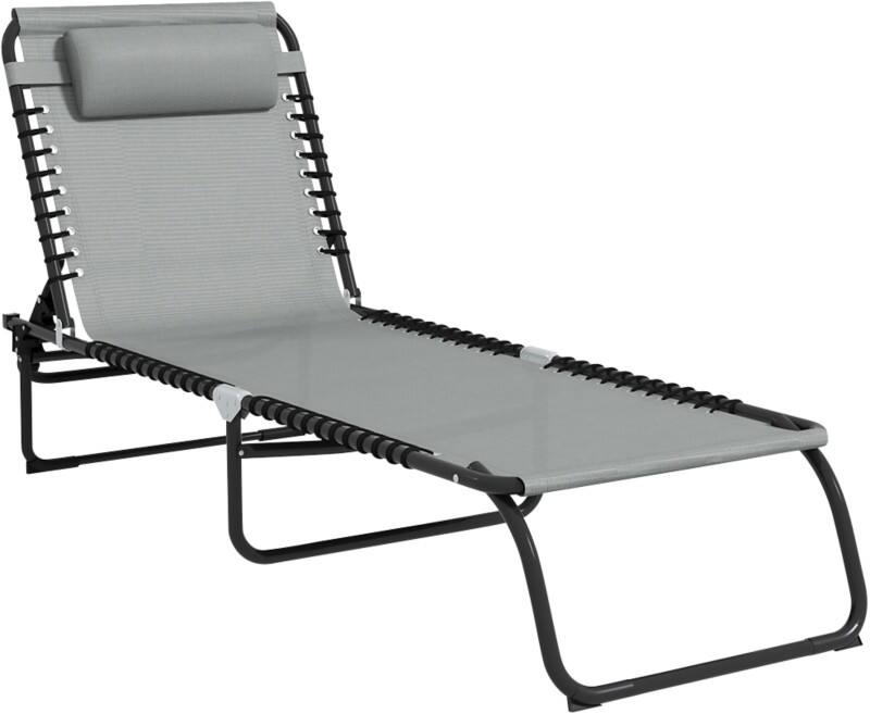 OutSunny Sun Lounger 1,970 x 580 x 300 mm Light Grey Outdoor