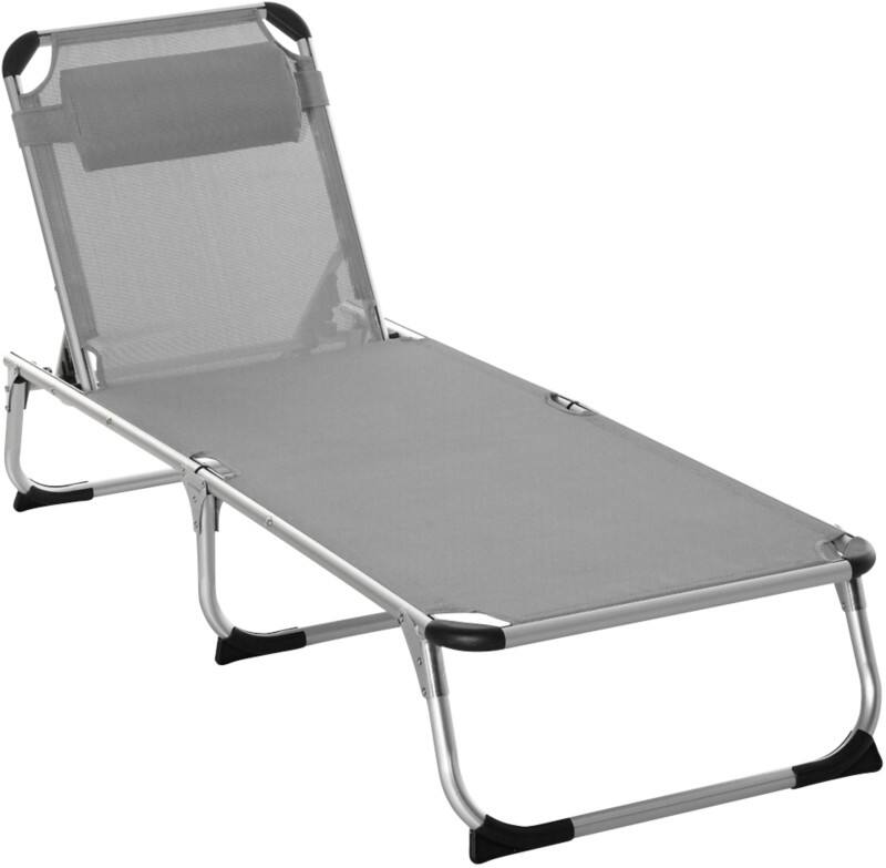 OutSunny Sun Lounger 1,700 x 600 x 760 mm Light Grey Outdoor