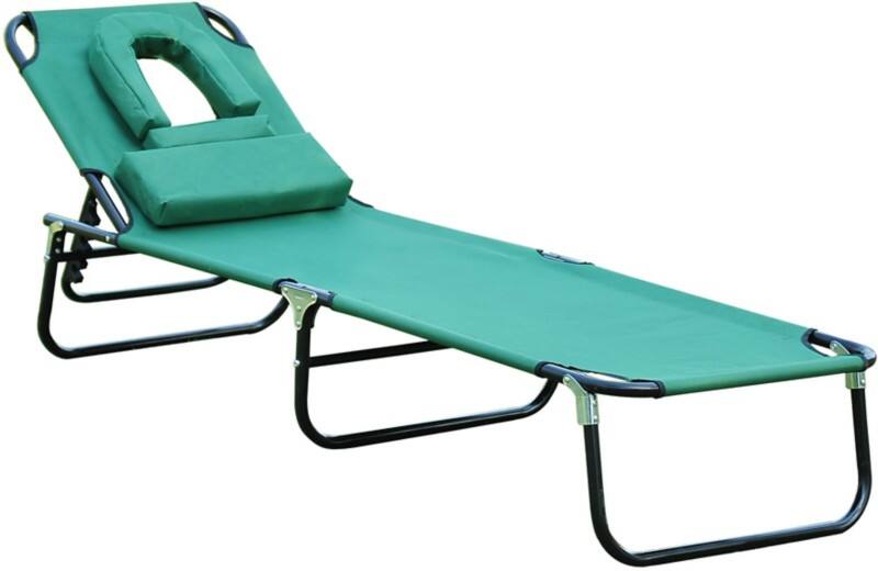 OutSunny Sun Lounger 1,900 x 560 x 280 mm Dark Green Outdoor