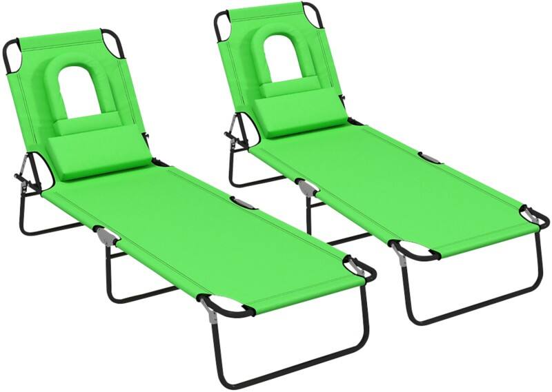 OutSunny  Set of 2 Sun Loungers 1,870 x 580 x 360 mm Green Outdoor