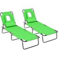 OutSunny  Set of 2 Sun Loungers 1,870 x 580 x 360 mm Green Outdoor