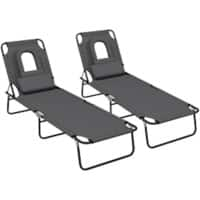 OutSunny  Set of 2 Sun Loungers 1,870 x 580 x 360 mm Dark Grey Outdoor