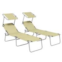 OutSunny  Set of 2 Sun Loungers 1,870 x 580 x 360 mm Beige Outdoor