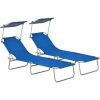 OutSunny  Set of 2 Sun Loungers 1,870 x 580 x 360 mm Blue Outdoor