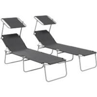 OutSunny  Set of 2 Sun Loungers 1,870 x 580 x 360 mm Grey Outdoor