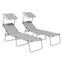 OutSunny  Set of 2 Sun Loungers 1,870 x 580 x 360 mm Light Grey Outdoor