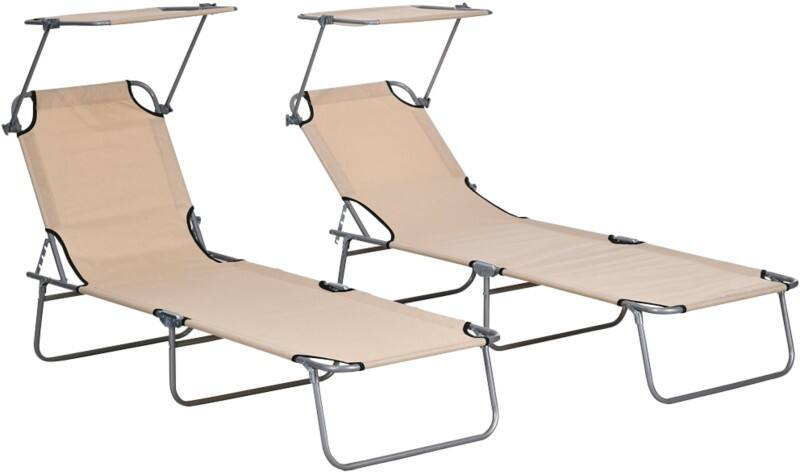 OutSunny Sun Lounger 1,870 x 580 x 360 mm Sand brown Outdoor
