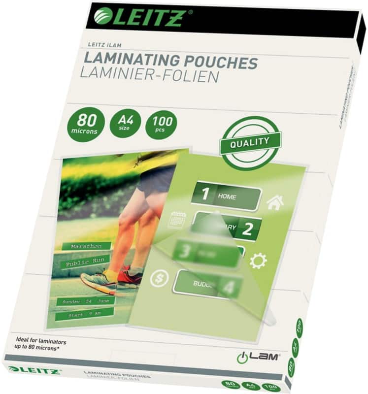 Leitz iLAM Quality Laminating Pouches 33818 A4 Glossy 80 microns (2 x 80) Transparent Pack of 100