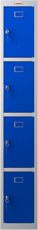 Phoenix Personal Lockers Steel Locker 4 Doors Key lock 300 x 500 x 1,830 mm Blue, Grey