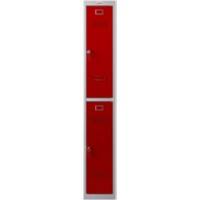 Phoenix Personal Lockers Steel Locker 2 Doors Key lock 300 x 500 x 1,830 mm Grey, Red