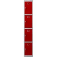 Phoenix Personal Lockers Steel Locker 4 Doors Key lock 300 x 500 x 1,830 mm Grey, Red