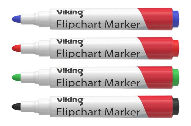 Viking Flipchart Marker  Bullet 1 - 3 mm Assorted Pack of 4