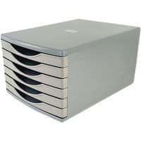 Deflecto Desktop Drawers Plastic Warm Grey 6 Drawers 29 x 40.3 x 21.2 cm