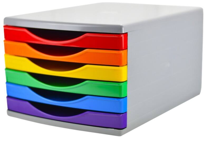 Deflecto Desktop Drawers Plastic Assorted 6 Drawers 29 x 40.3 x 21.2 cm A4