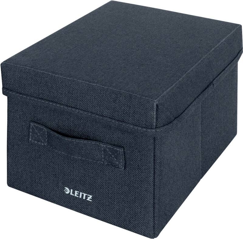 Leitz Fabric Storage Box 6146 With Lid Small Grey Fabric 6.9 Litre 190 x 285 x 160 mm Pack of 2